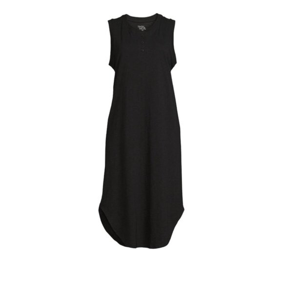 Time and Tru Women's Sleeveless Curve Hem Henley Midi Dress - Picture 4 of 6